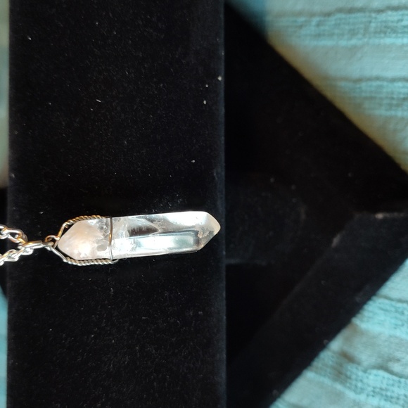 Handcrafted Wire Wrapped Quartz Crystal Necklace - Picture 3 of 3